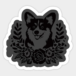 Charming Smiling Dog with Floral Wreath Cute Animal Lover Sticker